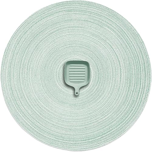 AHHFSMEI Juego de 6 manteles individuales redondos trenzados para mesas de comedor, tejidos naturales, resistentes al calor, 15 pulgadas (verde