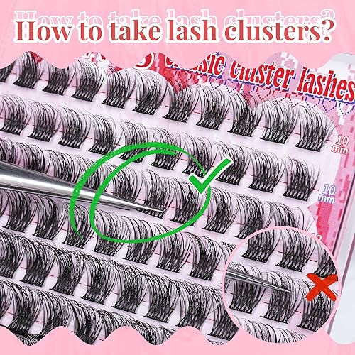 Miniatura 6 de Goddvenus Pestañas en racimo, pestañas individuales, extensiones de pestañas individuales, 108 unidades, extensiones de pestañas en racimo, pestañas