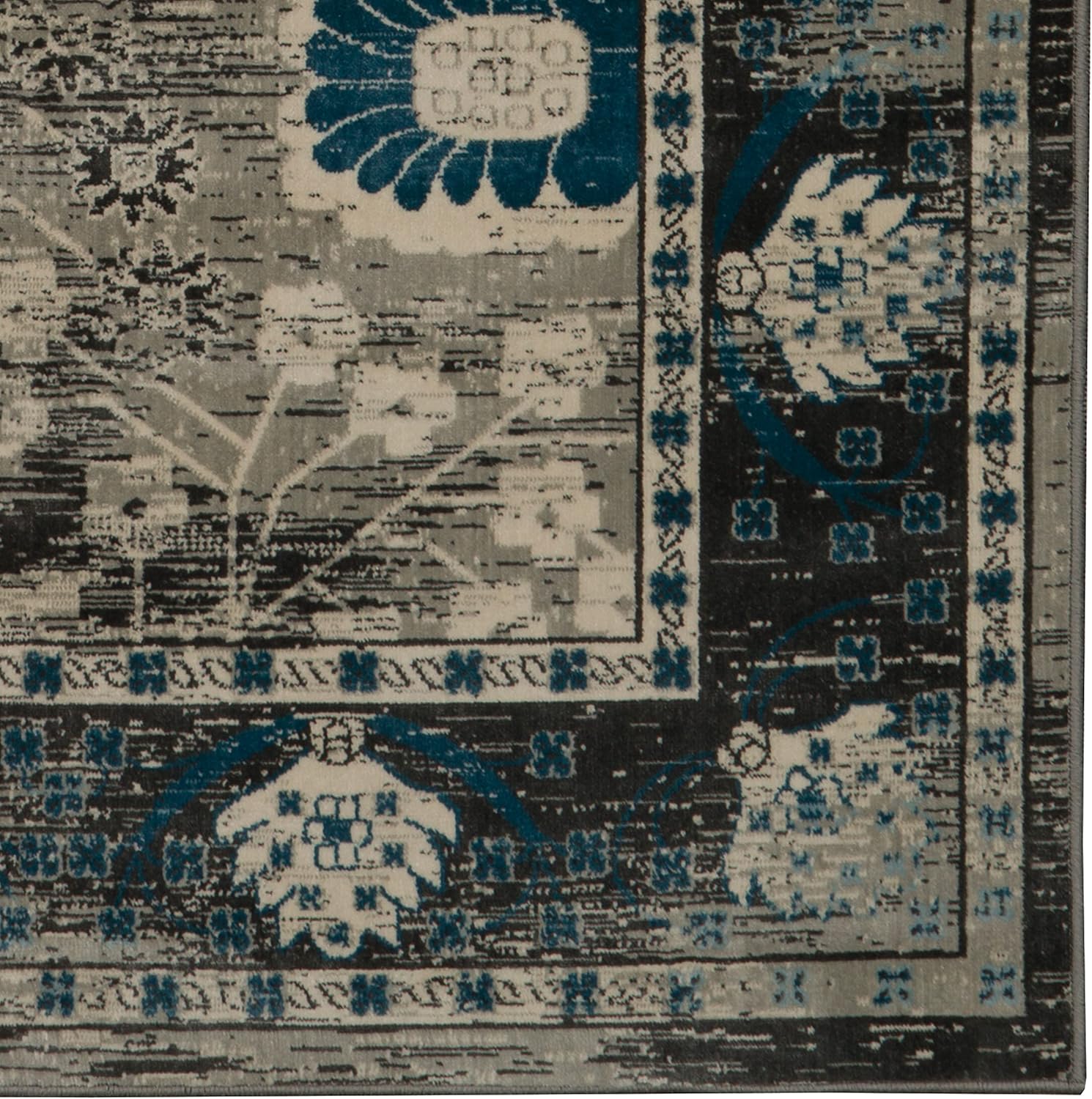 Linon Vintage Collection Zeigler Blue Synthetic Rugs, 9' x 12', Gray