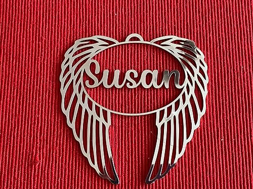Miniatura 6 de Personalized Angel Wings, Laser Cut Custom Names, Christmas Tree Decorations, Stainless Steel, Family Names, Xmas Bauble 2025, for Her, Mom, Dad