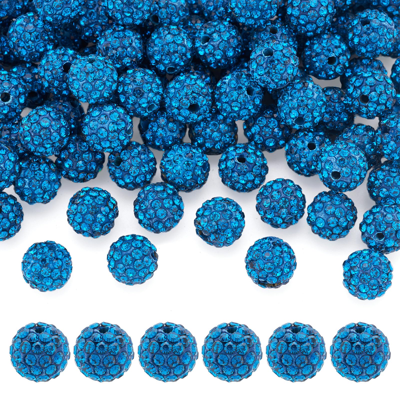 Perles rondes en strass Beadthoven de 10mm en argile bleu pour bijoux