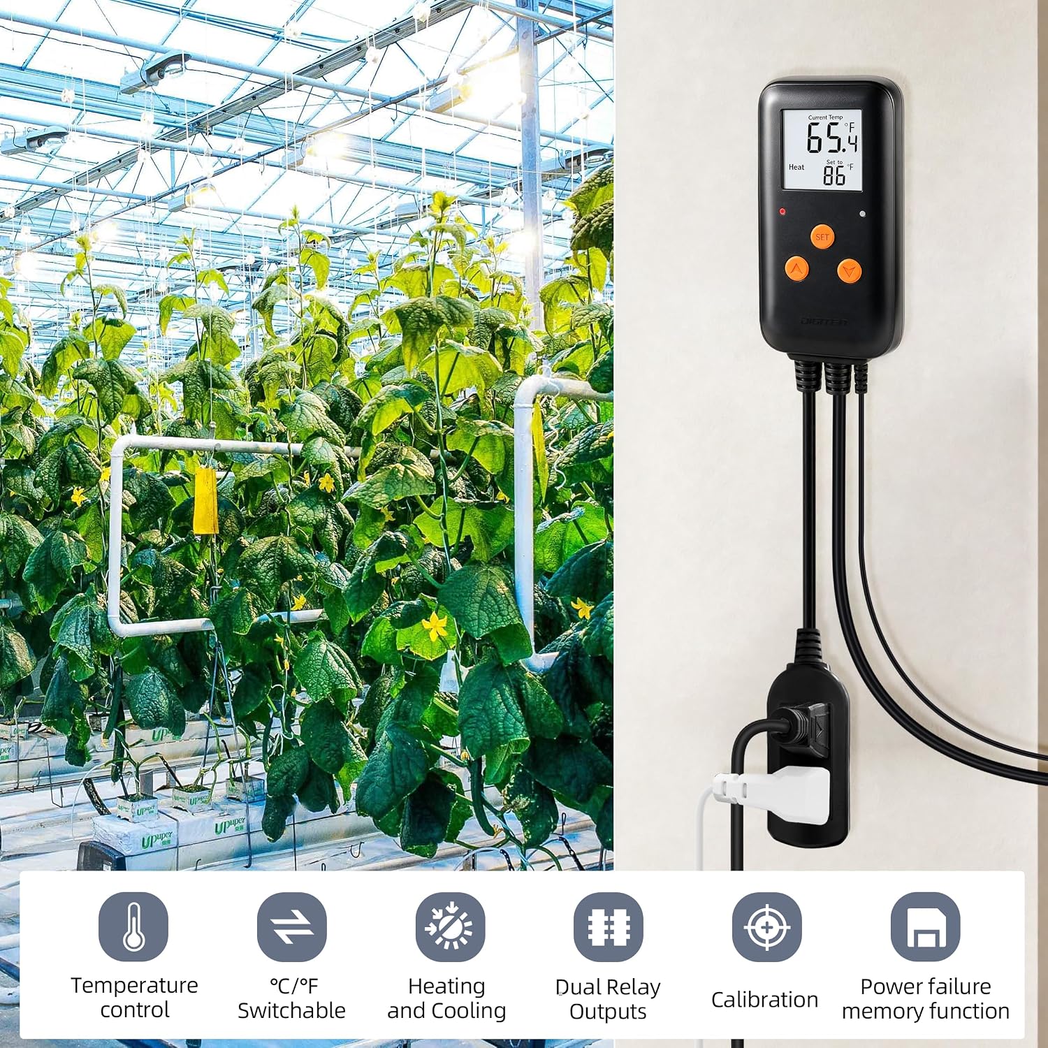 DTC-1021 Dual Heat Cool Temperature Controller, 10A Thermostat