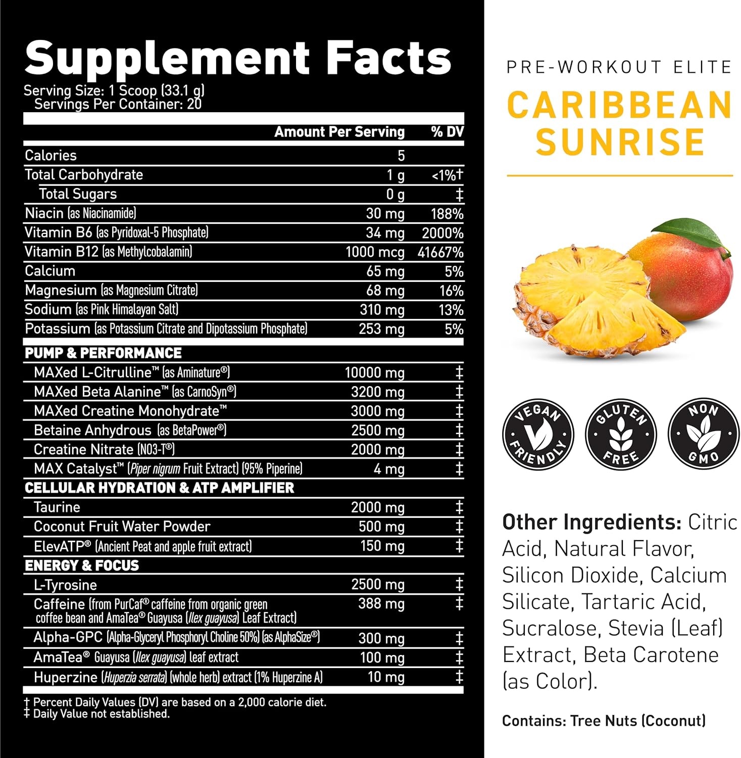 Kaged Pre Workout Powder Pre-Workout Elite for Men & Women | High Stimulant for Energy, Focus, Pumps | L-Citrulline, Beta Alanine, Creatine & 388mg of Organic Caffeine | Caribbean Sunrise - Image 6