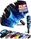 TUMELLA Inverted Windproof Umbrella, Large, Strong, Light, Portable, Automatic Reverse Folding Rain Umbrella, Durable Premium Grip, Fits Car & Backpack