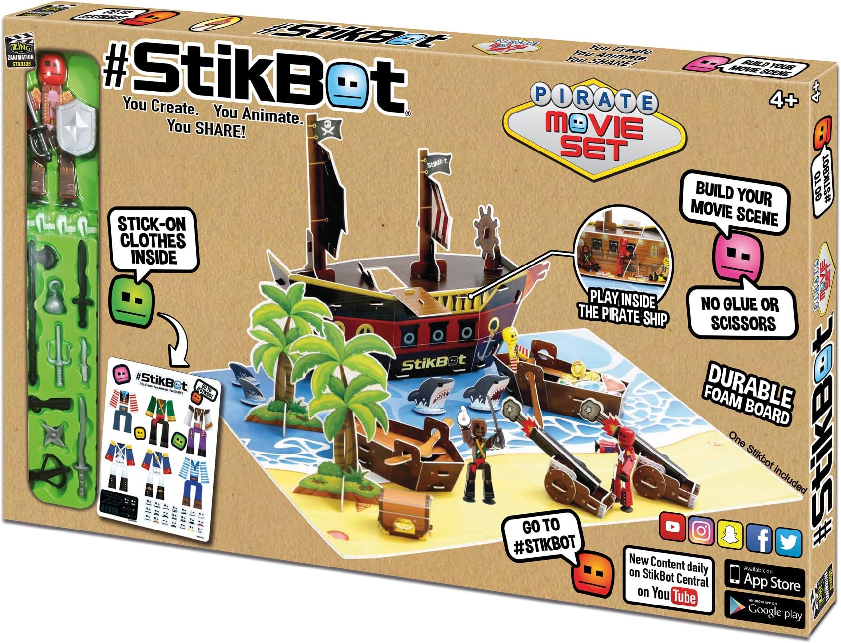 Zing S1060 Stikbot Pirate Movie Set (Multicolor)