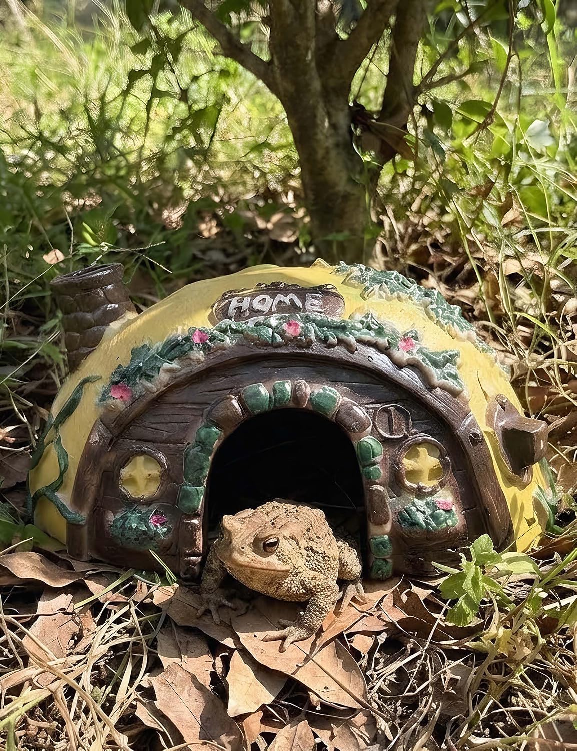Toad Frog House for Outdoor Garden Reptile Amphibian Hideouts with Humid for Snakes Geckos Turtles Tarantulas