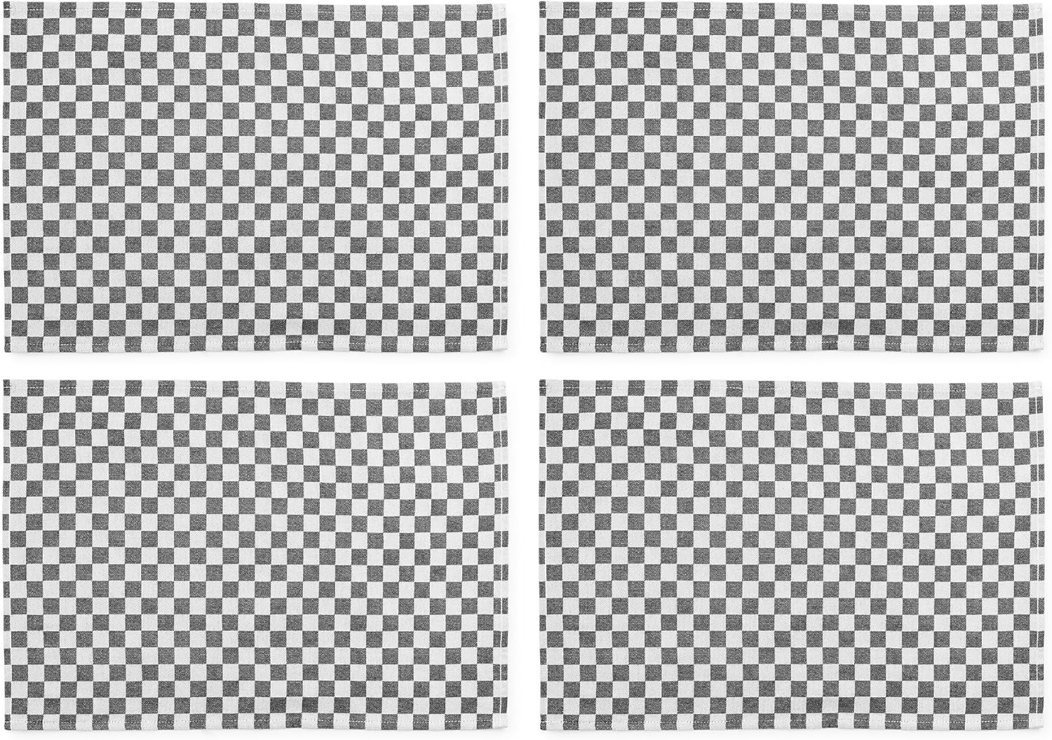 MACKENZIE-CHILDS Set of 4 Cotton Placemats, Decorative Table Mats, Black Check