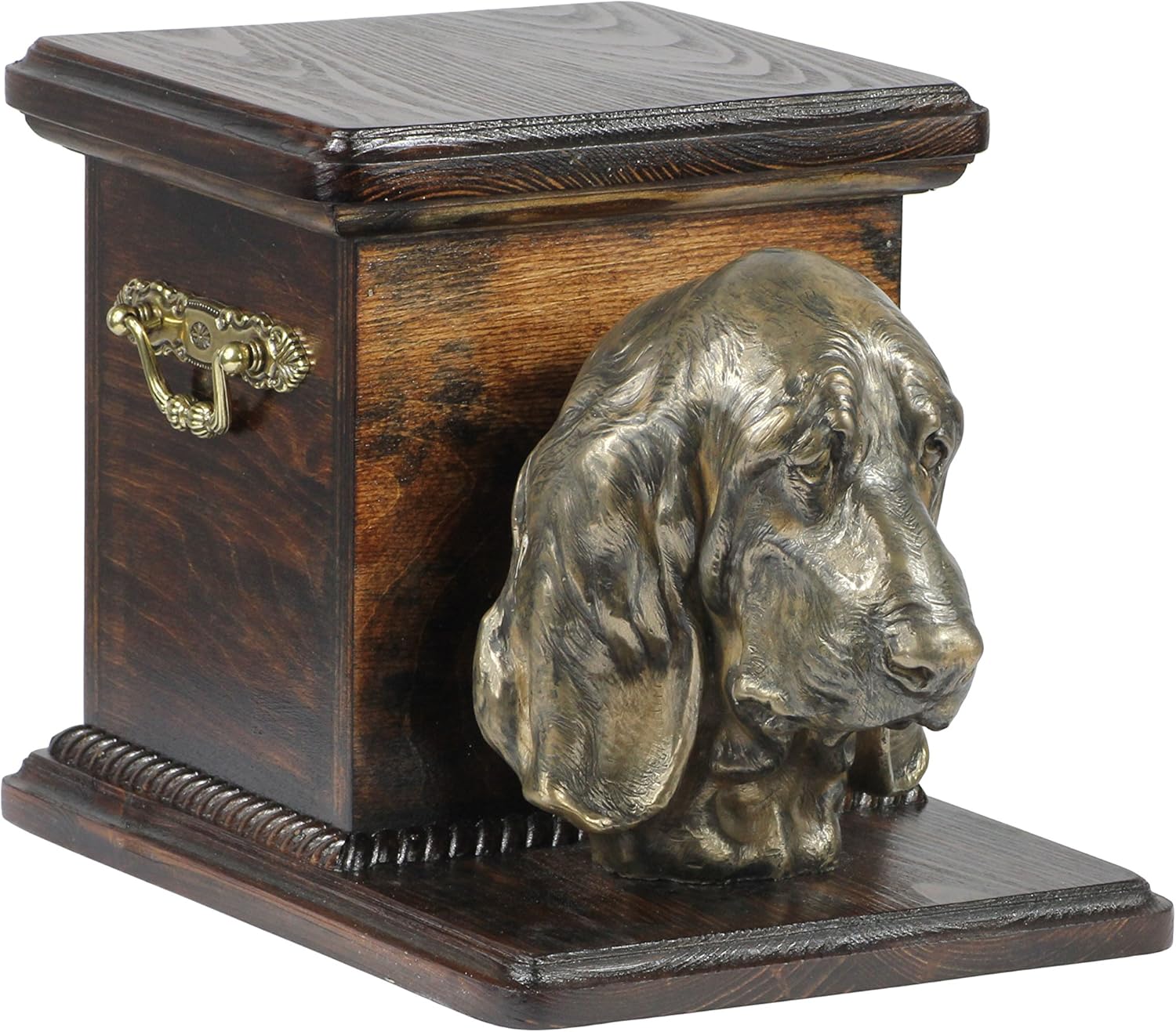 Basset Hound, memorial, urn for dog's ashes, with dog