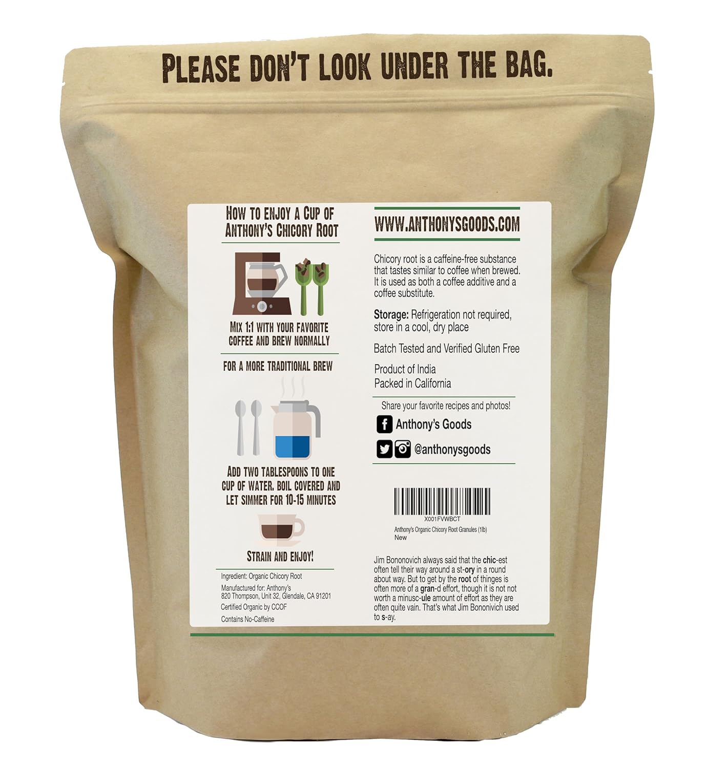 Anthony’s Organic Roasted Chicory Root Granules Healing with Amelia