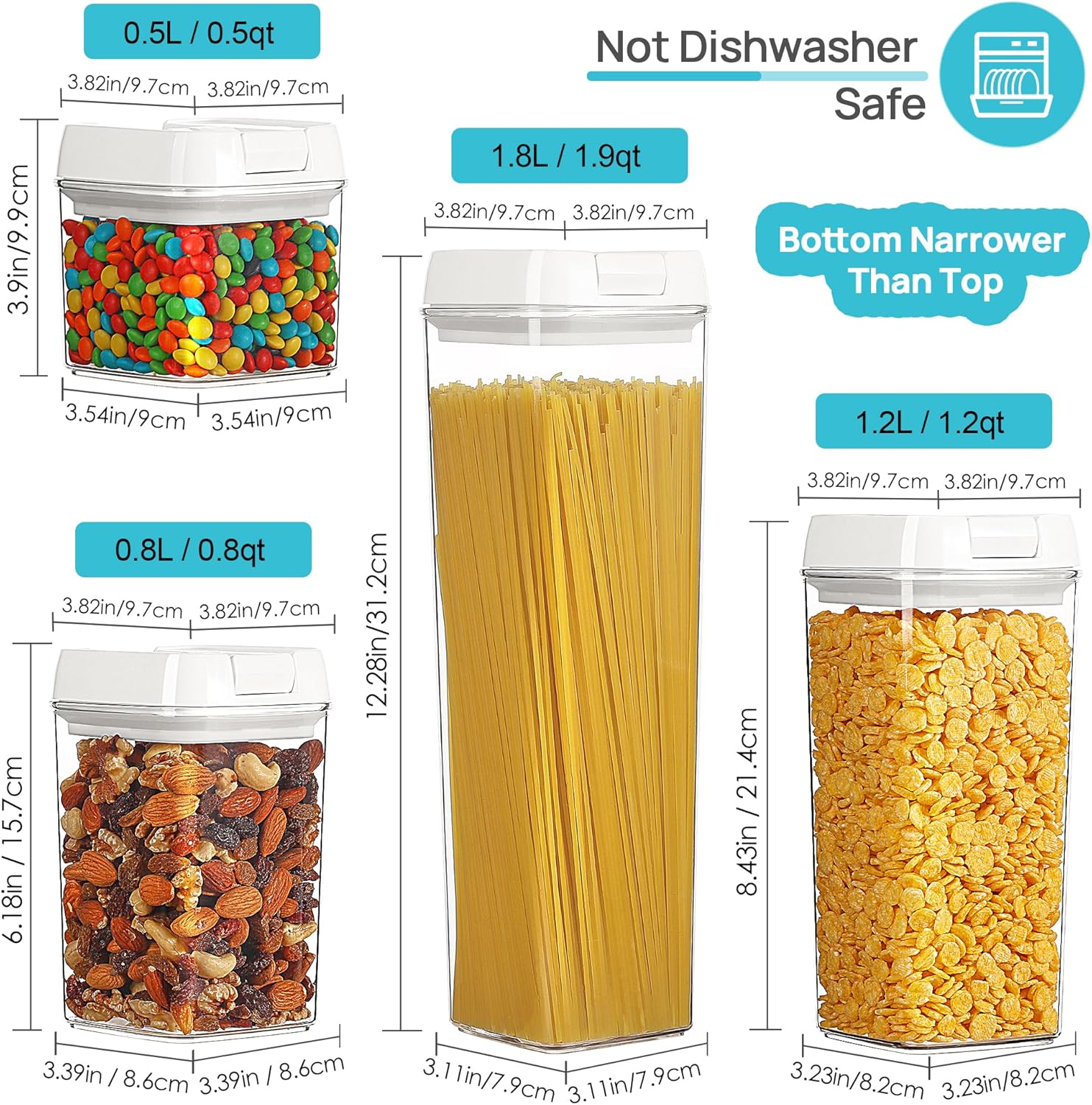 Vtopmart Airtight Food Storage Containers, 7 Pieces BPA Free Plastic Cereal Organizer Canisters with Easy Lock Lids, for Kitchen Pantry Organization, 24 Labels, White White 7 Pack image 4 of 6 B07C79SGBC