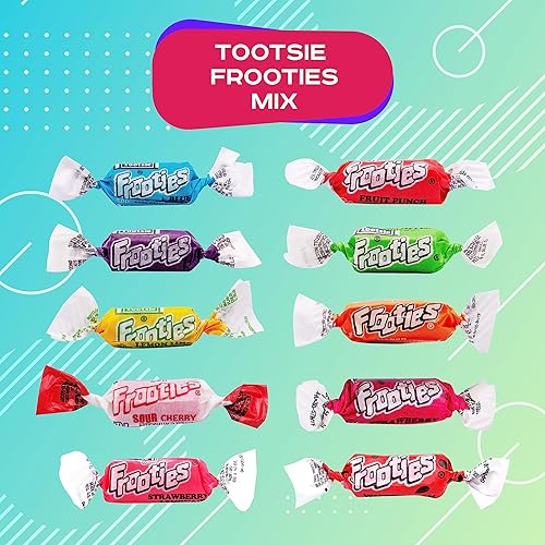 Miniatura 5 de Tootsie Frooties Candy - 10 sabores surtidos de masticables de frutas Tootsie Frooties, mezcla variada con sabor Tootsie Roll de taffies envueltos