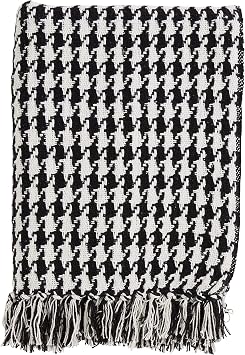 SARO LIFESTYLE Houndstooth Design Cotton Throw