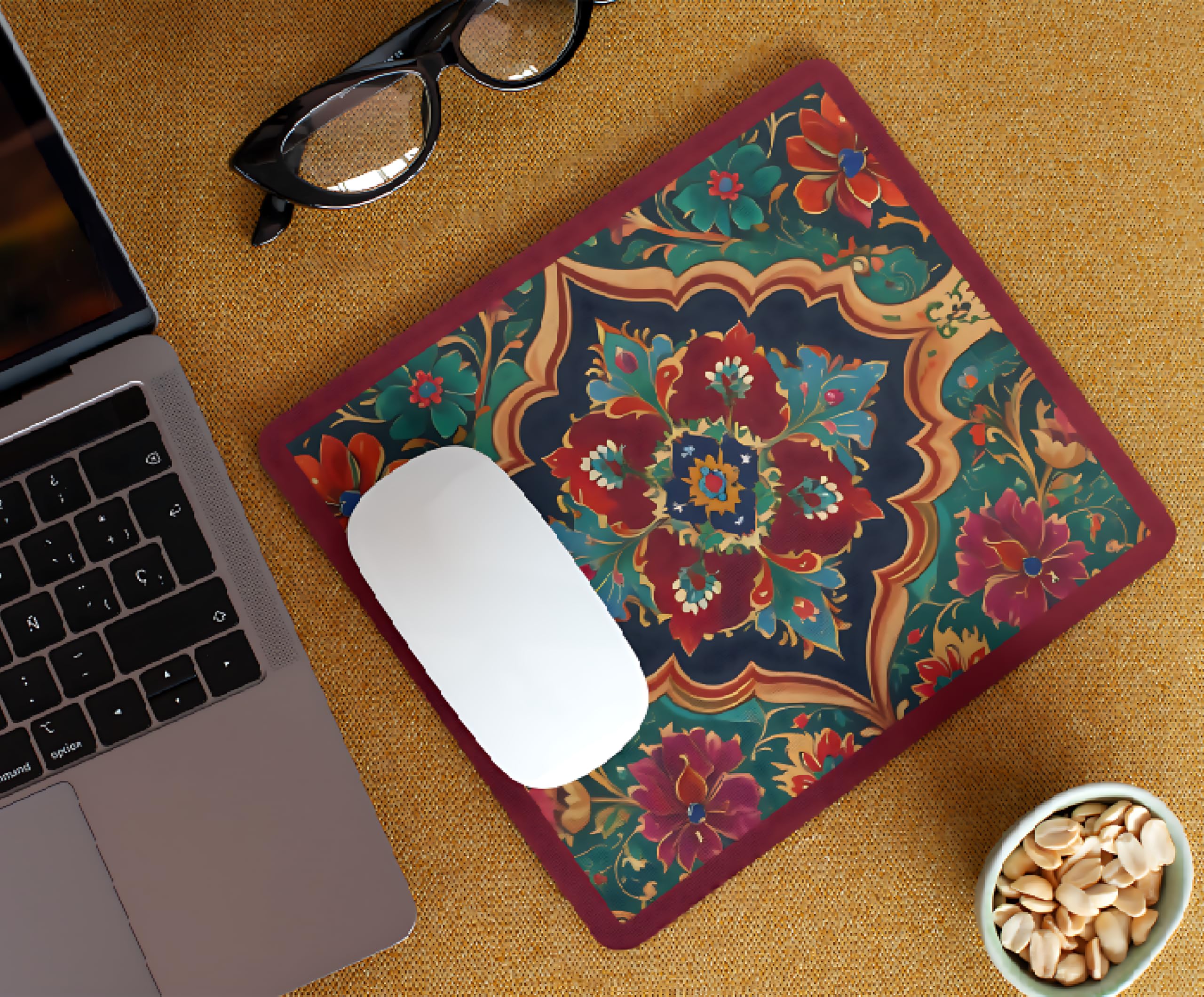ELIFF Persian Design Mouse Pad – Red Jade Pattern, Non-Slip Rubber Base, Smooth Surface for Office & Gaming – 190x290x3mm-picture-25
