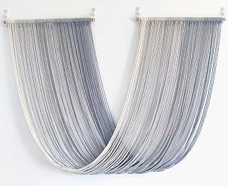 QULBUJ Dip Dye Large Macrame Wall Hanging Tie-Dye Yarn Tapestry Home Boho Wall Decor Ombre Art Headboard Bedroom Living Room 52" Wx34 L,Grey