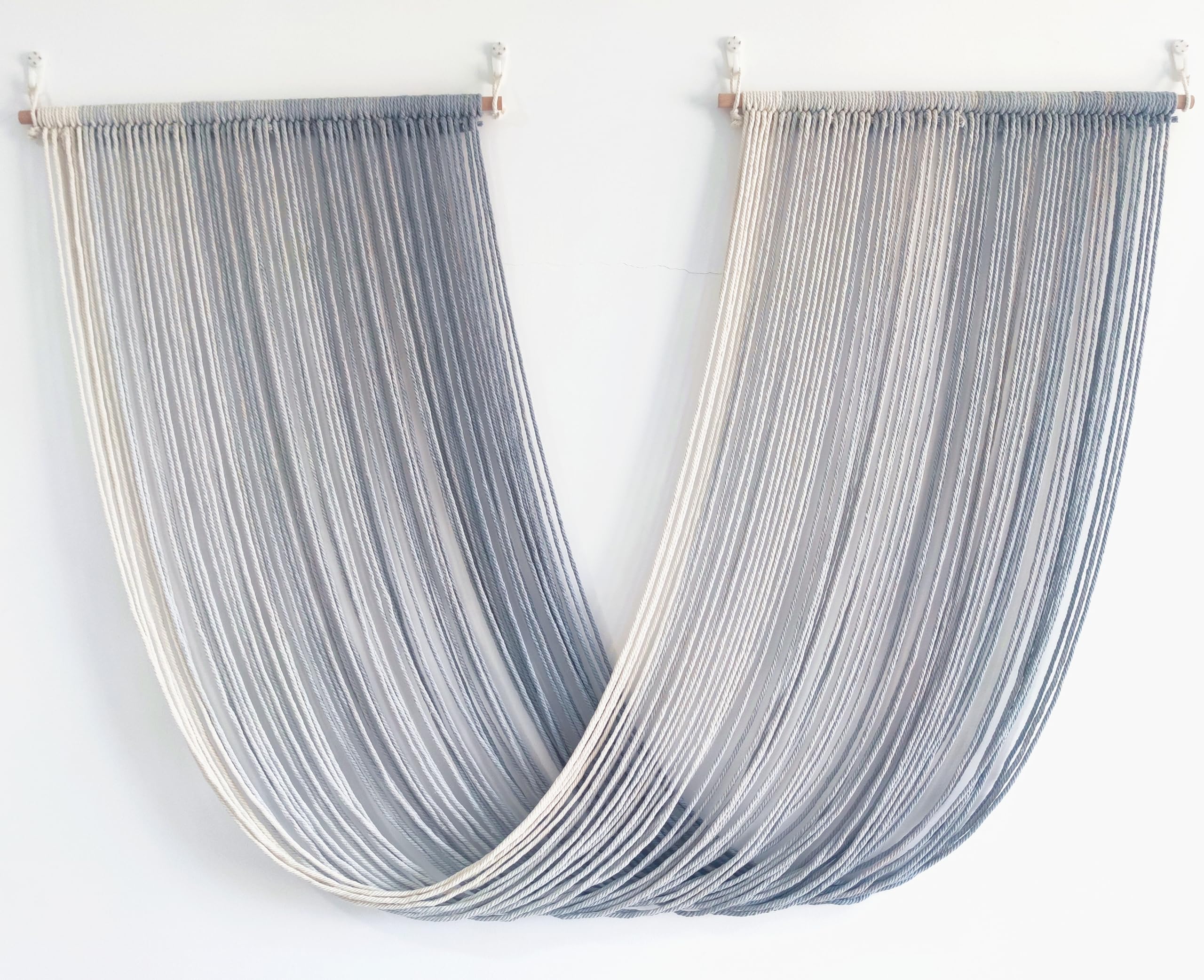 QULBUJ Dip Dye Large Macrame Wall Hanging Tie-Dye Yarn Tapestry Home Boho Wall Decor Ombre Wall Art Headboard Bedroom Living Room 52" Wx34 L,Grey