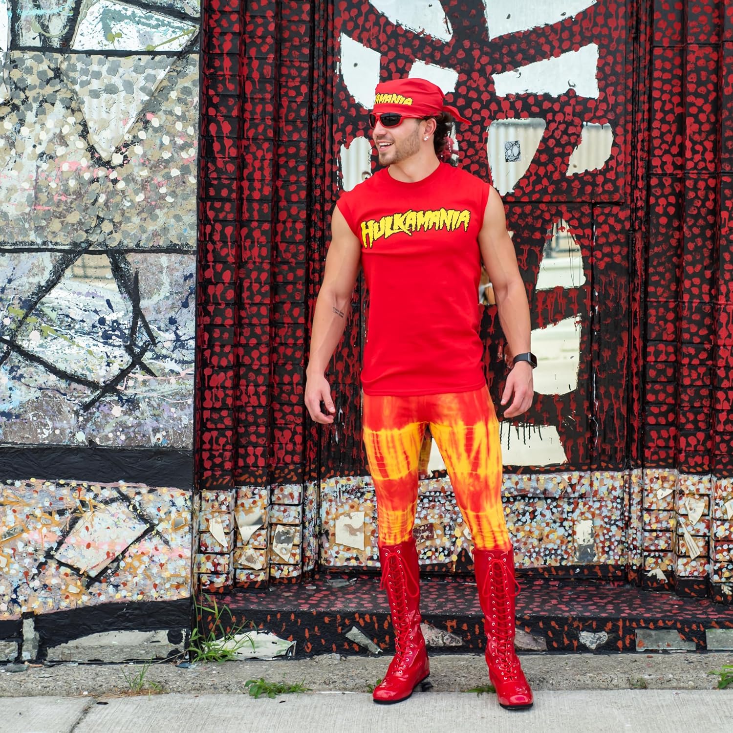 Wrestler Hogan Adult Mens T-Shirt Halloween Costume Cosplay - Image 3