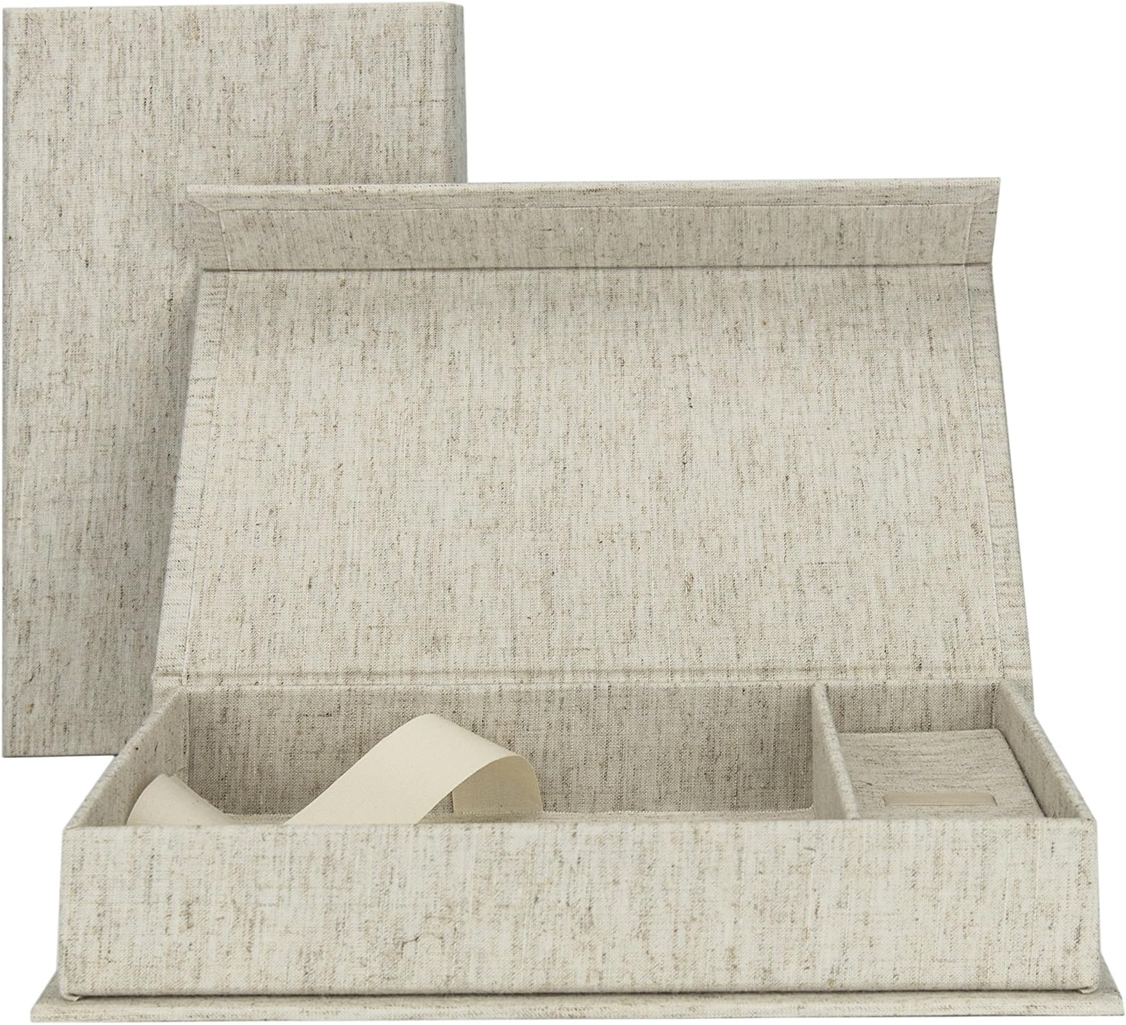 Wedding USB storage box with photo box, 13 cm x 18 cm Linen.