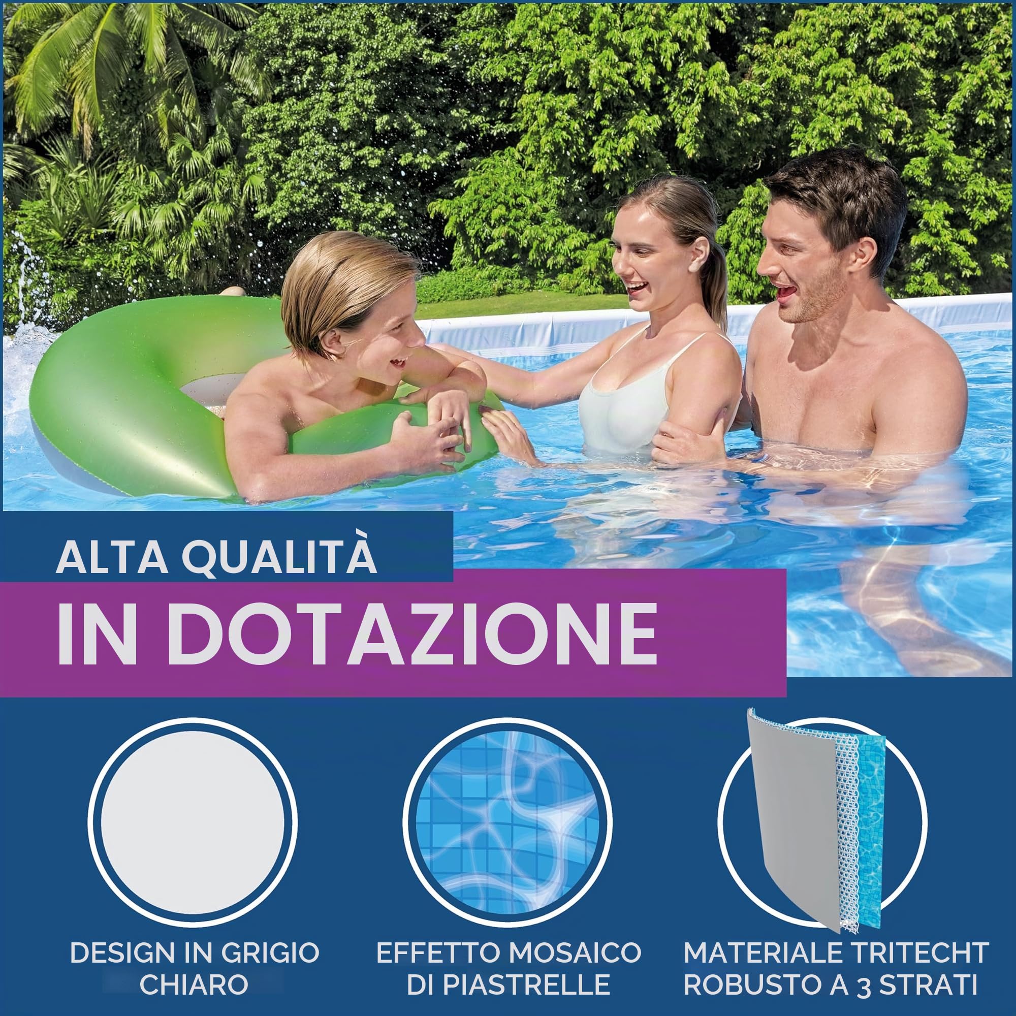 Bestway 5616P Piscina Fuori Terra Solo Struttura Power Steel™ da 412x201x122 cm in Grigio