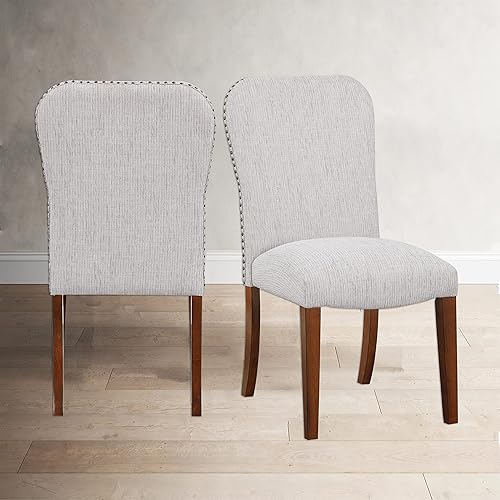 Miniatura 2 de Sophia - Juego de 2 sillas de comedor de avena marina, sillas de cocina tapizadas de tela de alto rendimiento con cabezales de clavos, juegos de