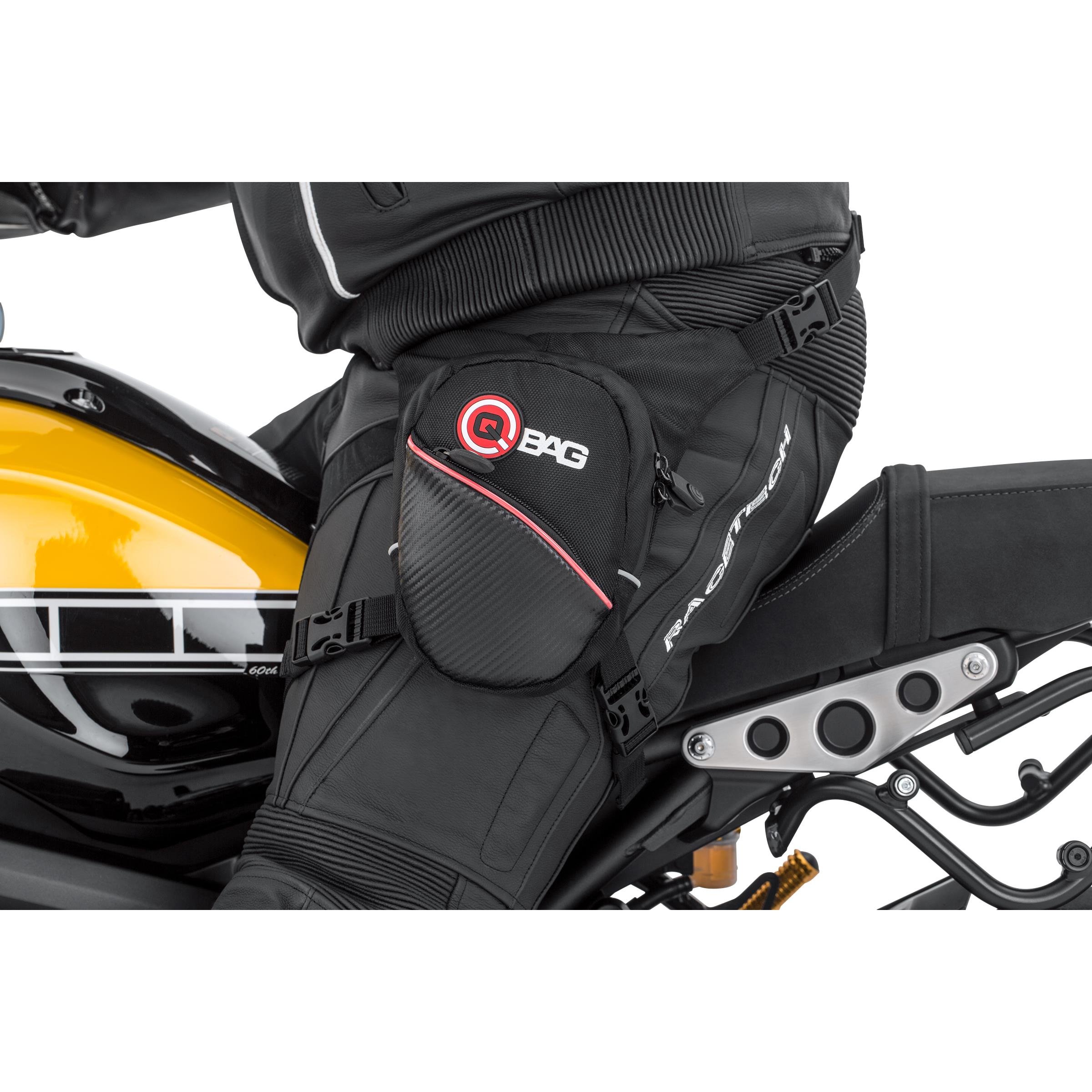 QBAG Motorrad Beintasche- Gürteltasche mit Wasserdichter Innentasche - Stauraum 1 Liter, Schwarz