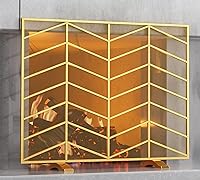 Vista 10 de Fire Beauty Pantalla de Chimenea de Panel Individual de Malla de Hierro Forjado Artesanal con Patrón Chevron, Protector contra Chispas de Fuego