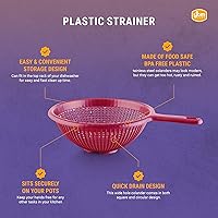 Vista 4 de YBM HOME Colador de plástico de 8.5 pulgadas de profundidad con mango largo, hecho de plástico seguro para alimentos, sin BPA, duradero y apto