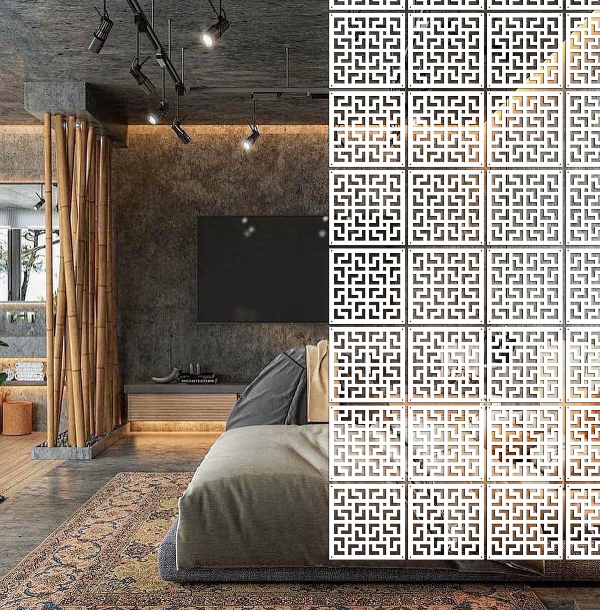 Planet Decor Modern Attractive Hanging DIY Room Divider Static Laurin Decorative Wall Screen Partition for Decorating Living Dining Room Kitchen & Bedroom Set of 12 (White)-image-27