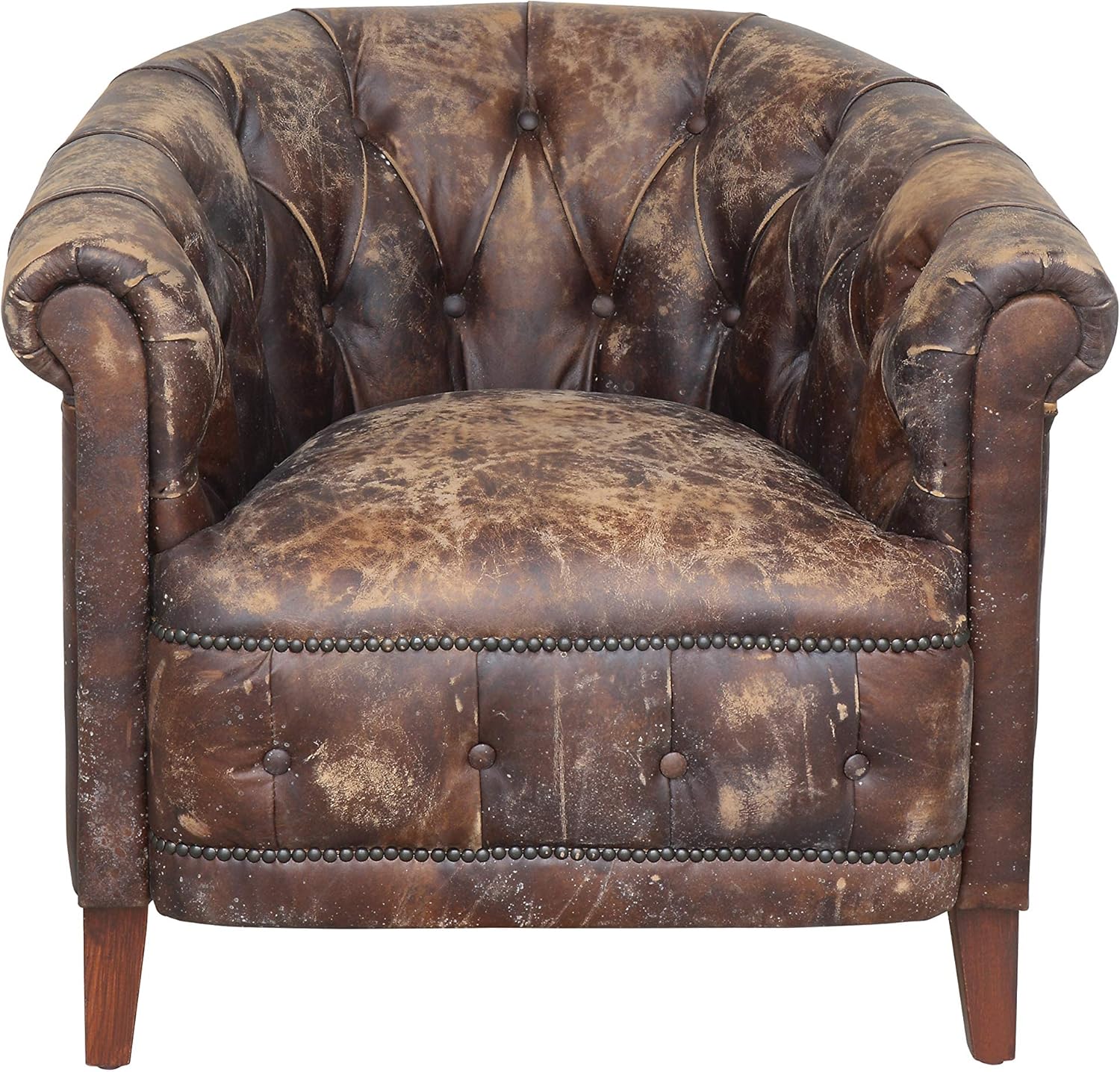 Amazon.com: Creative Co-Op Distressed Brown Leather Chair : Home & Kitchen