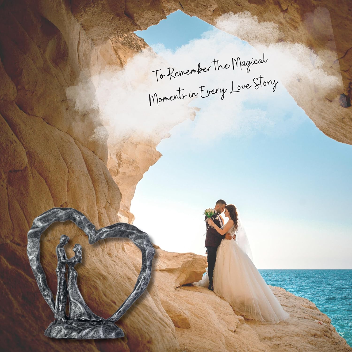 6th Anniversary Iron Sculpture Gift – Romantic Couple Statue for Her, Handcrafted Black Metal Decor – Wedding, Valentine’s, Birthday Keepsake - Image 4