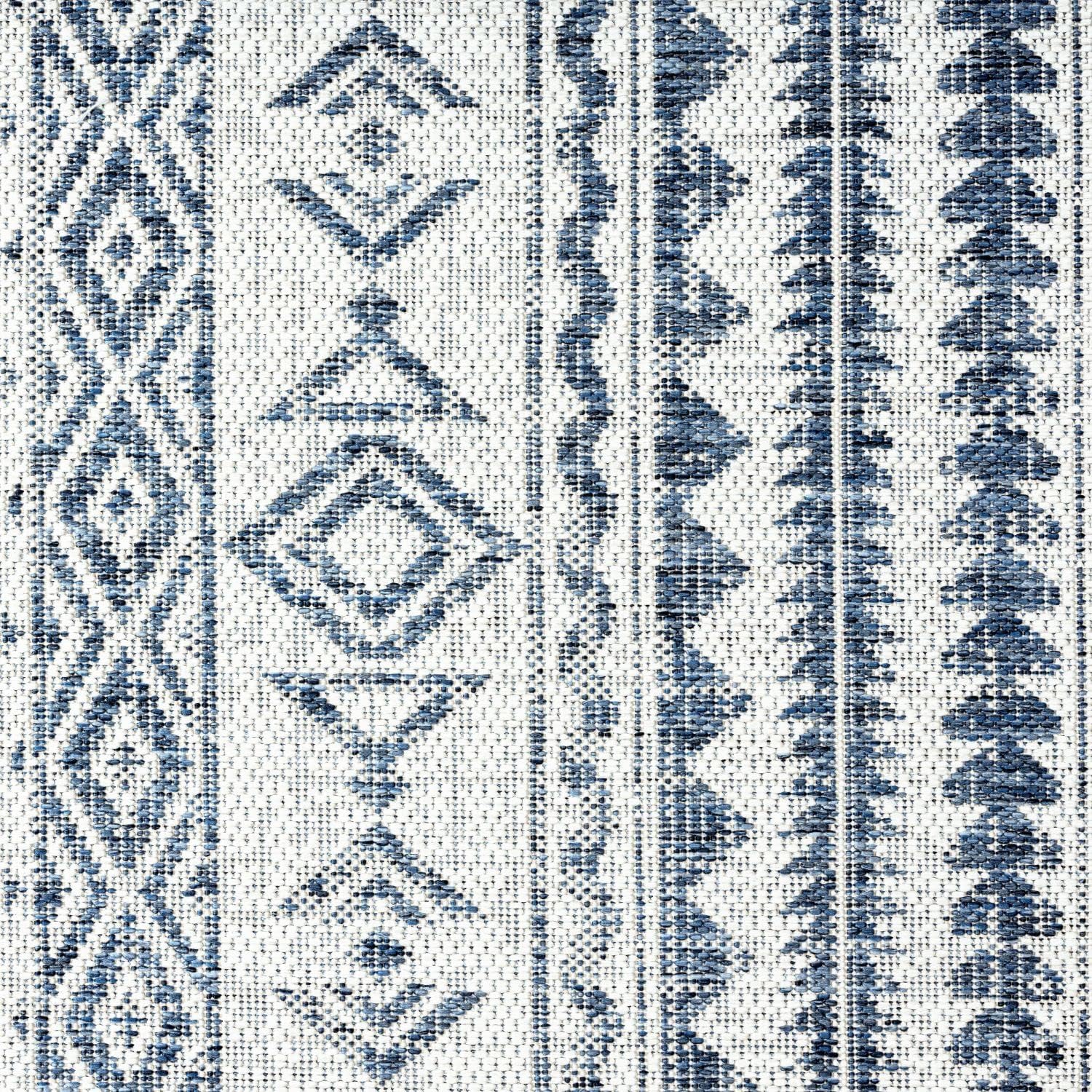 Nicole Miller New York Patio Country Odina Southwest Tribal Indoor/Outdoor Area Rug, Blue/Ivory, 7'9"x10'2"