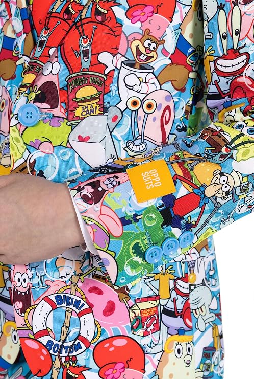 Opposuits Boys Spongebob Suit - Nickelodeon Outfit - Including Blazer, Pants and Tie - Multicolor