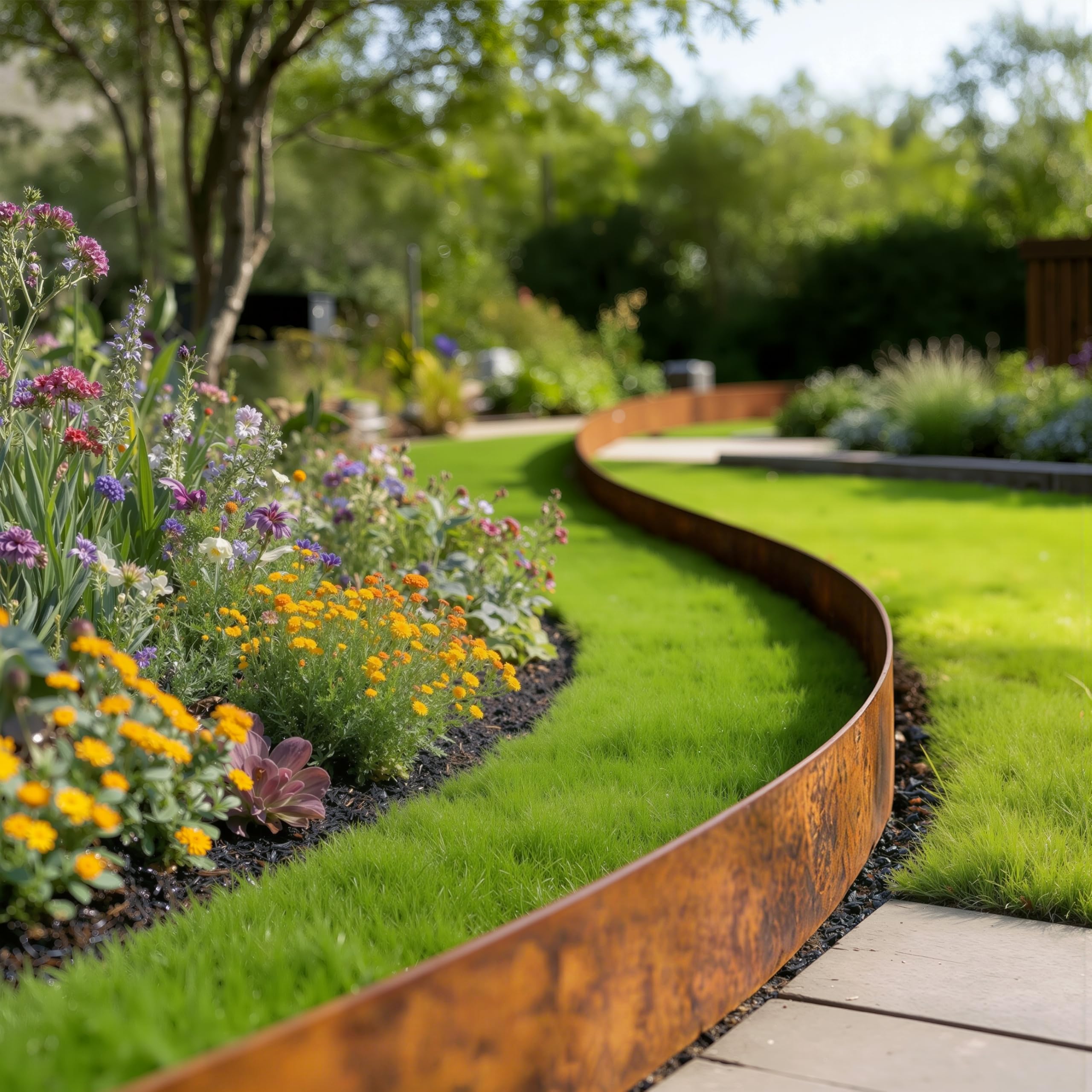 Sillar Bordura per Aiuola in Acciaio Corten 10 m – Bordatura per Giardino 140 mm – Bordo per Aiuole Flessibile in Metallo Patinato