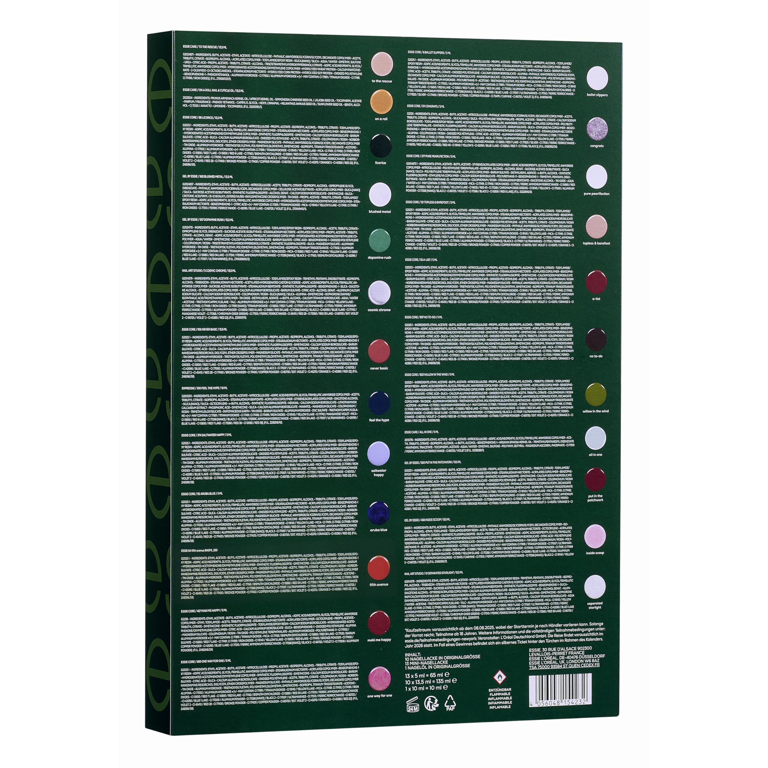 essie Adventskalender mit exklusiven Shades aus den USA, Nagellack und Nagelpflege, 24 Türchen