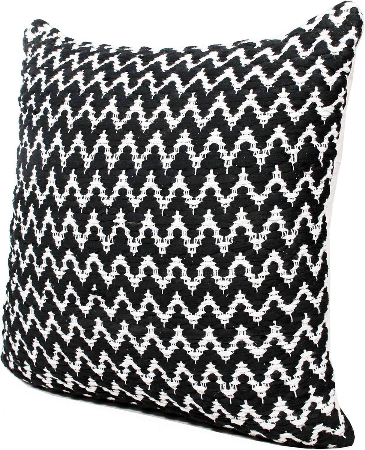 LR Home 20x20 Inches Chevron Cotton Blend Throw Pillow Covers For Home Decor | Modern Boho Cushion Covers For Throw Pillows | Perfect For Living Room Couch & Bedroom Decorations | Black/White