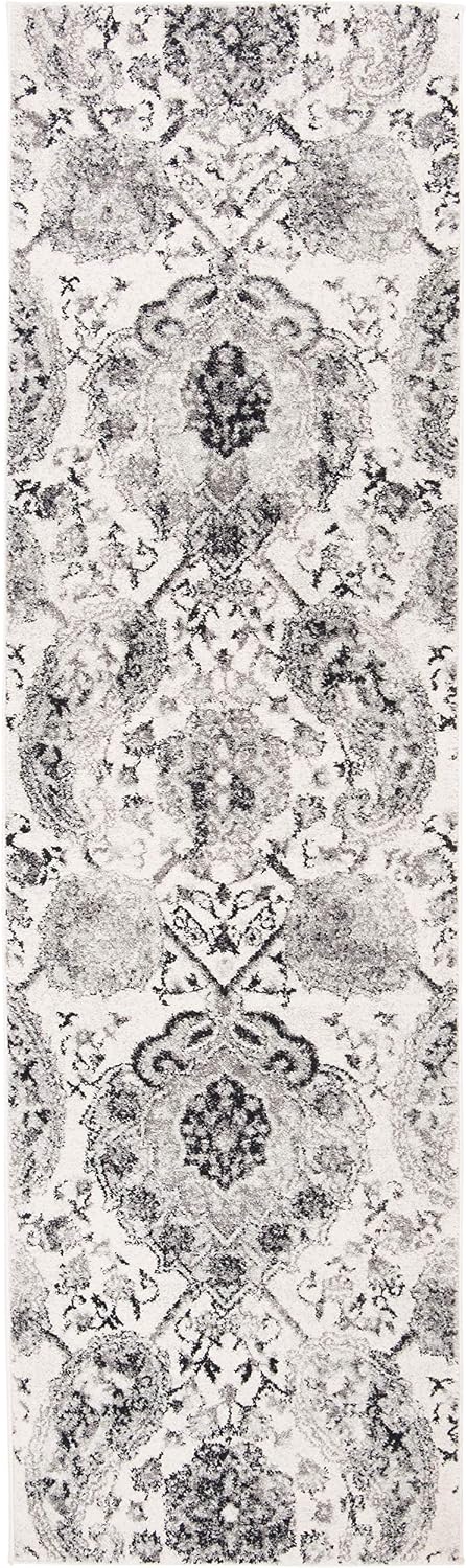 SAFAVIEH Madison Collection Runner Rug - 2'3" x 6', Cream & Silver, Boho Chic Glam Paisley Design, Non-Shedding & Easy Care, Ideal for High Traffic Areas in Living Room, Bedroom (MAD600D)
