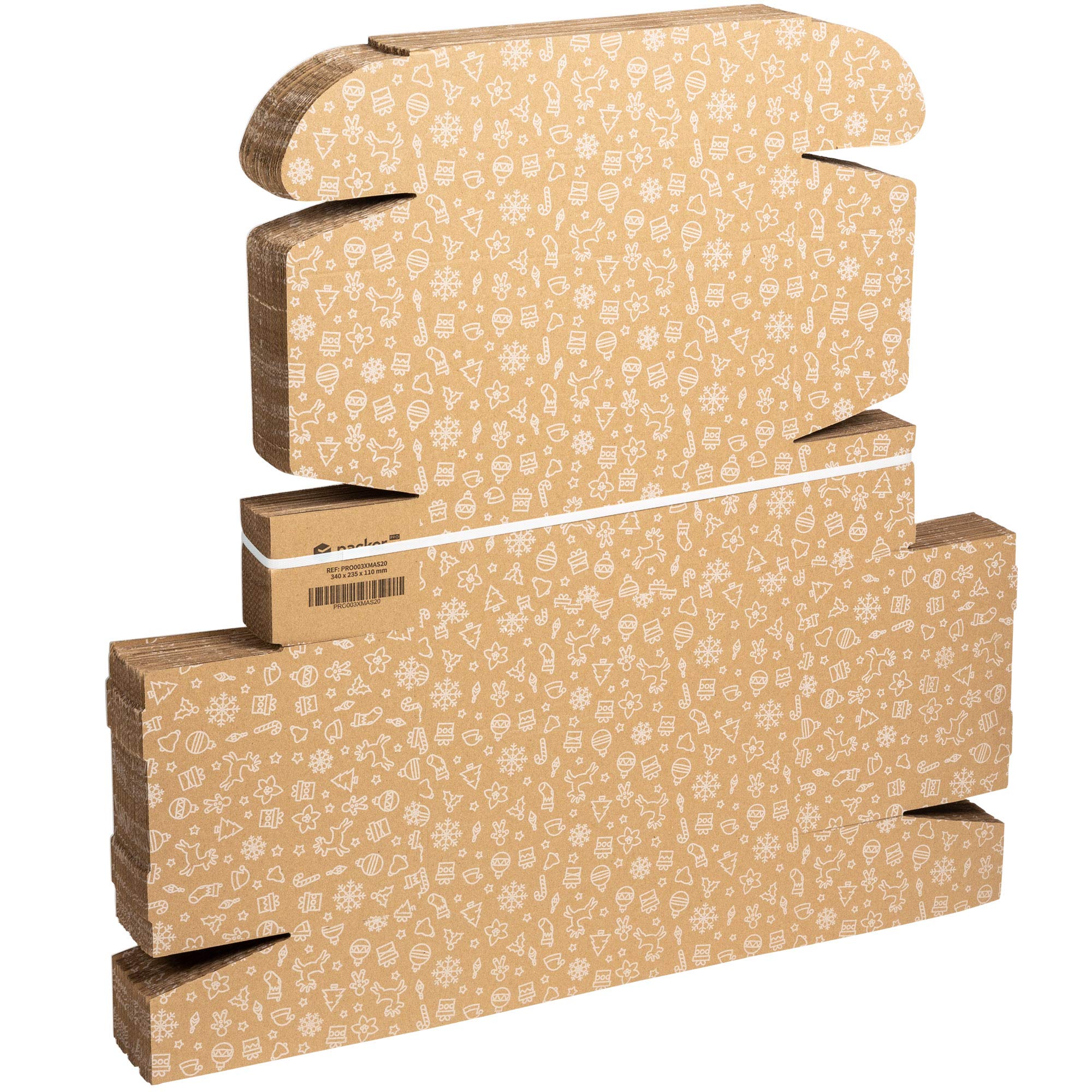 packer PRO Packung mit 25 Versandkartons aus Kraftpapier, für Ecommerce und Postkarten, mittelgroß, 34 x 23,5 x 11 cm