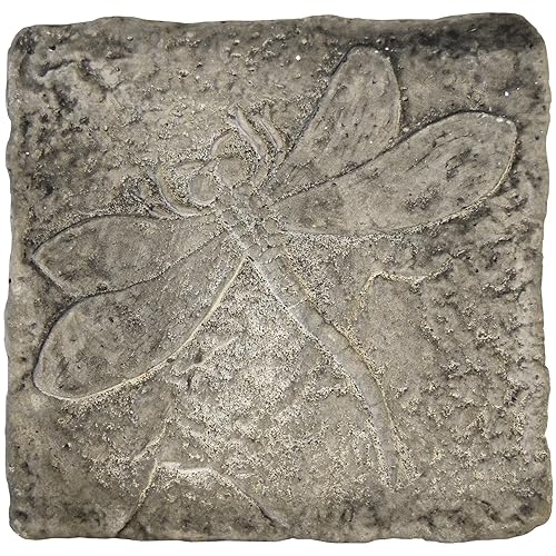 BestNest Athens Pre‑Aged Dragonfly Stepping Stone – 12" Square Concrete