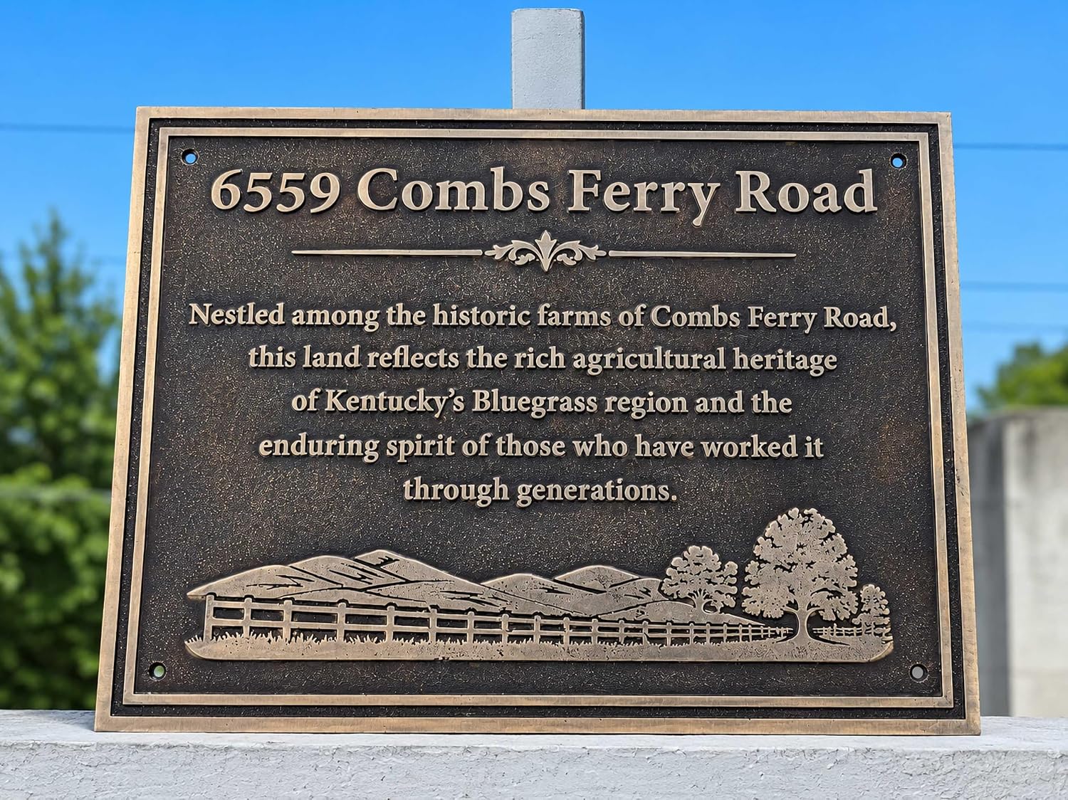 Custom Cast Bronze Memorial Plaque - Farmhouse Address Marker - Weatherproof Bench Name Plate (4 X 4 INCHES)