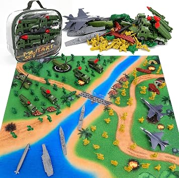 deAO Army Men Playset with Military Vehicle Action Figures for Kids Age 3-8