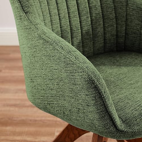 Miniatura 6 de Zouron Silla decorativa moderna de mediados de siglo con patas de madera, silla de escritorio giratoria sin ruedas, sillón lateral tapizado para