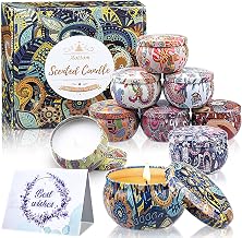 9 Piece Candle - Aottom Scented Candle Set Birthday Gift Ideas Woman Candle Jar Natural Soy Wax Suitable for Bath Yoga for Girlfriend Mother, 180 Hours Total Burning Time