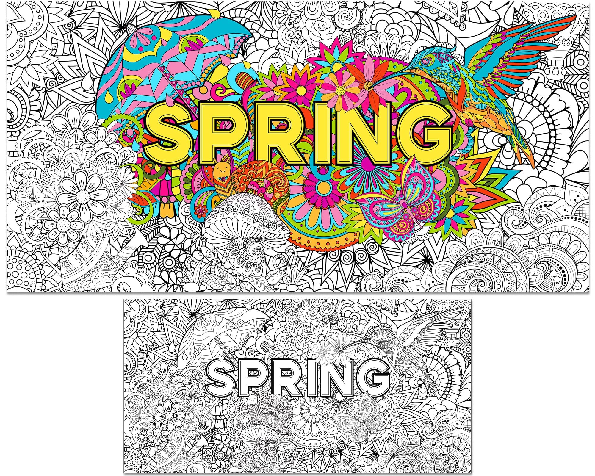 Naozinebi Giant Mandala Coloring Posters Large Motivational Coloring Posters Spring Sun Flowers Jumbo Coloring Tablecloth Big Coloring DIY Drawing for Adults Art Craft Home Classroom Party