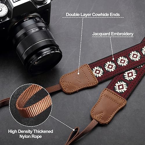 Miniatura 115 de Padwa Lifestyle Correa de cámara a rayas, de 1.5 pulgadas, suave tejido de cuerda de algodón, correa de hombro para fotógrafos y todas las cámaras