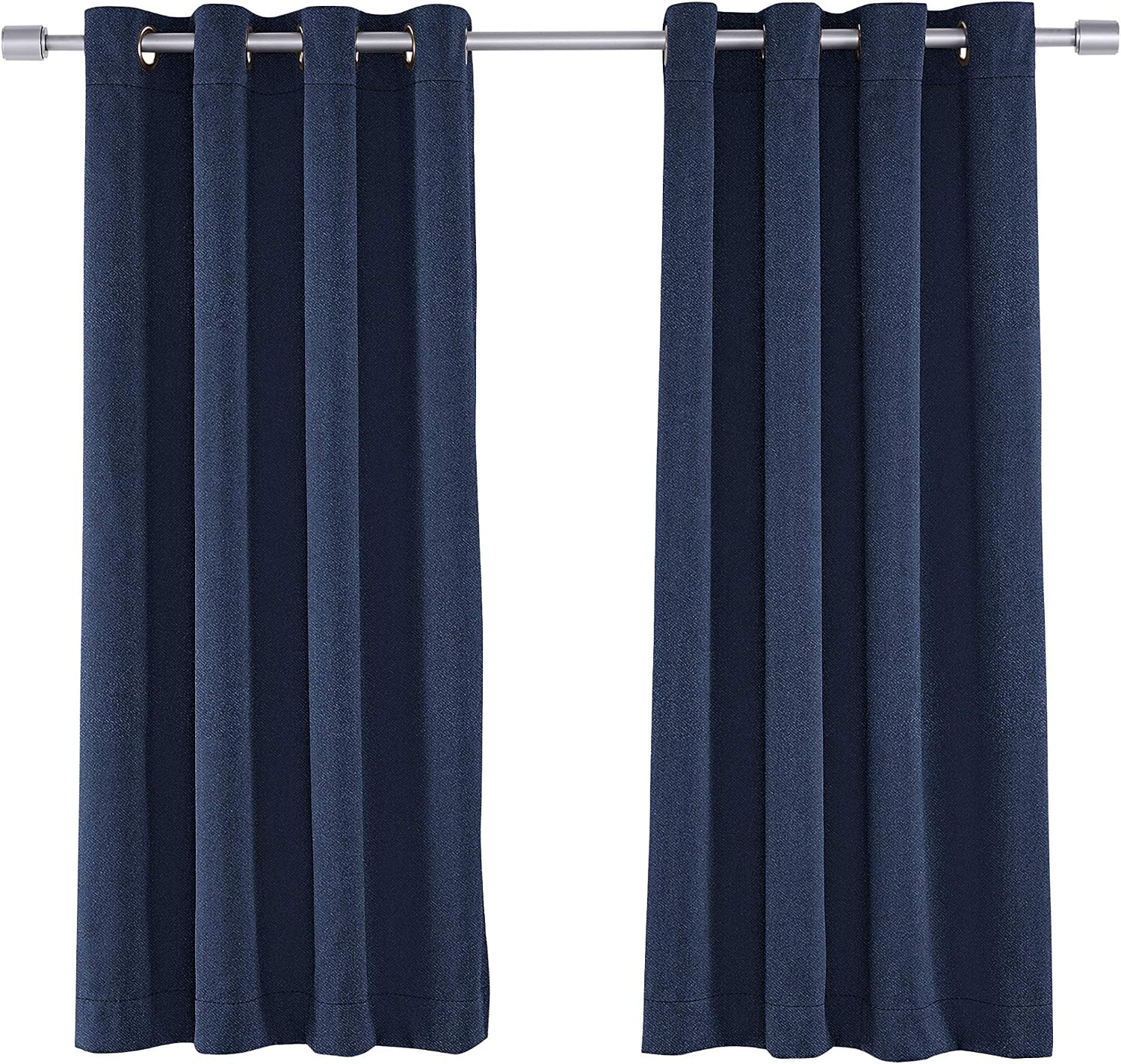Amazon Basics 99% Room Darkening Theatre Grade Heavyweight Window Panel with Grommets and Thermal Insulated, Noise Reducing Liner - 52" x 54", Navy Blue