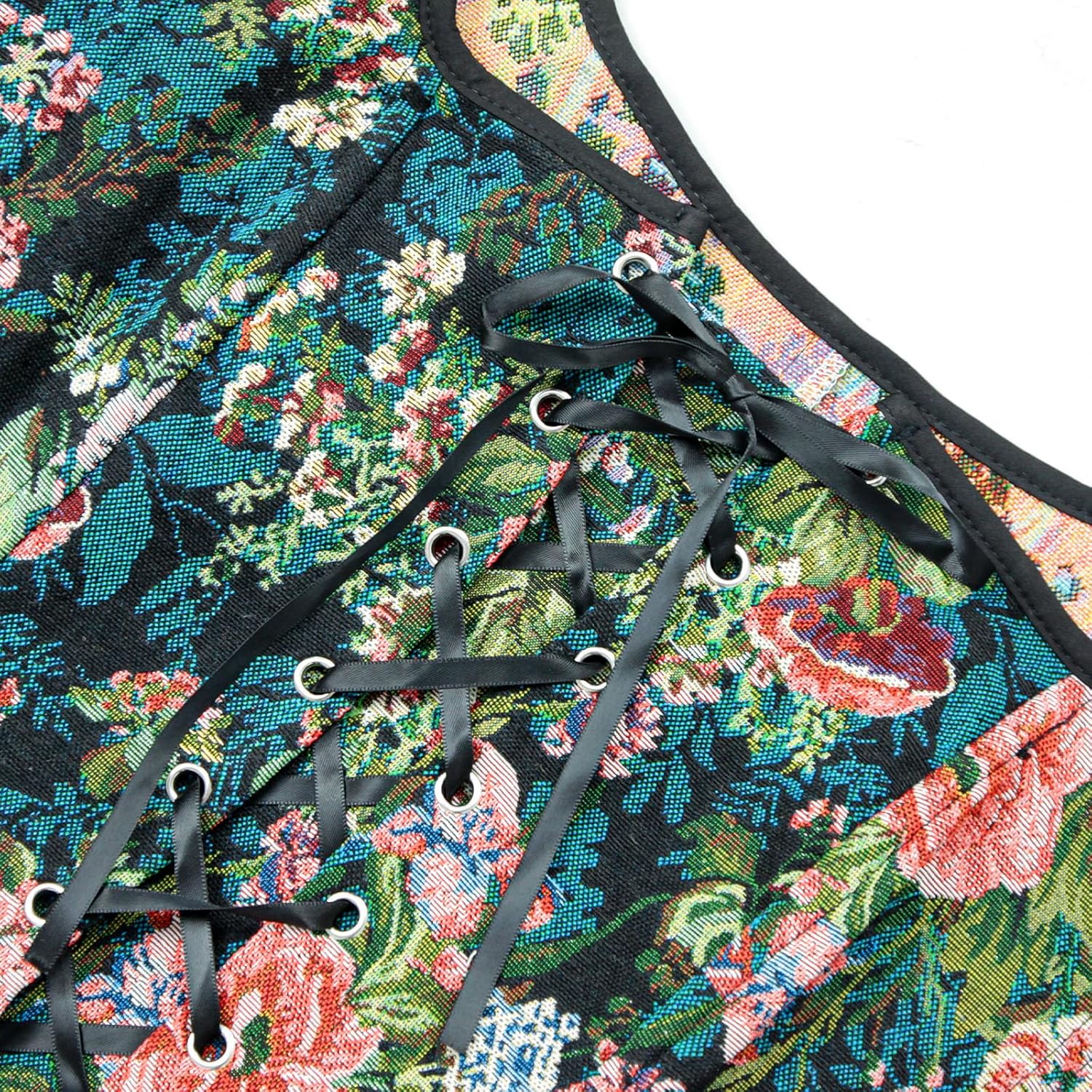 Women's Renaissance Corset Floral Lace Up Boned Bustier Vintage Corset Bodice - Image 6