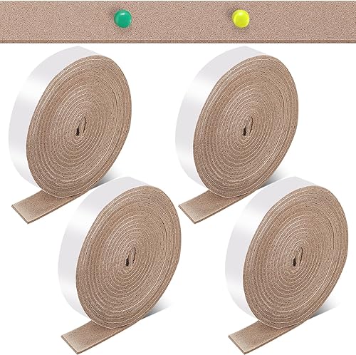 Miniatura 1 de Zonon 4 rollos de tiras de fieltro de 120 pulgadas con cinta adhesiva de fieltro para muebles, rollos de tiras autoadhesivas de poliéster resistente