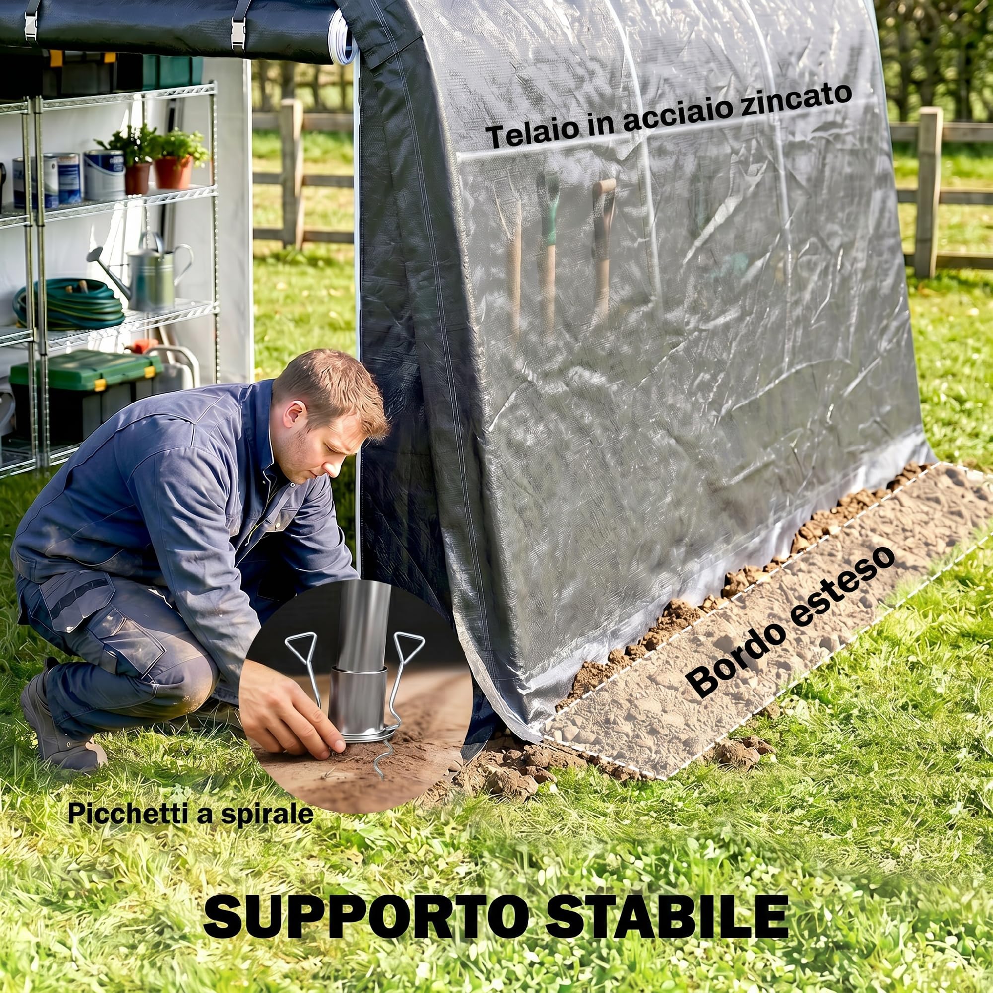 Outsunny 3x3m Garage Moto per Esterno, Tenda Garage con Copertura Rinforzata Impermeabile, 2 Ingressi a Zip, per Biciclette e Attrezzi in Acciaio Zincato, Tenda per Biciclette da Giardino, Grigio