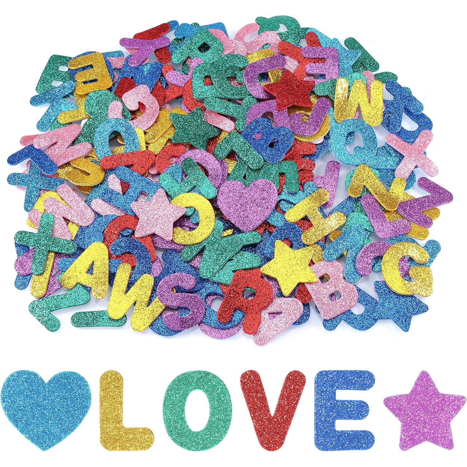 Stickers Paillettes Pour Artisanat Diy Décoratio, Lettres Autocollantes En Mousse, Stickers Lettres Alphabet, Lettres De L'Alphabet En Mousse Couleurs