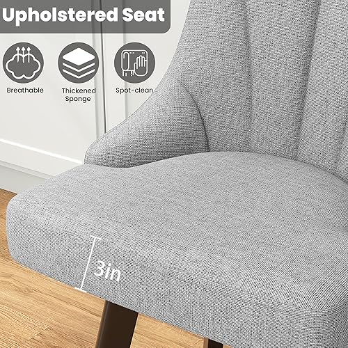 Miniatura 5 de Taburetes de bar giratorios con respaldos, 24 pulgadas de altura de mostrador, taburetes de bar tapizados de tela con patas de madera maciza para