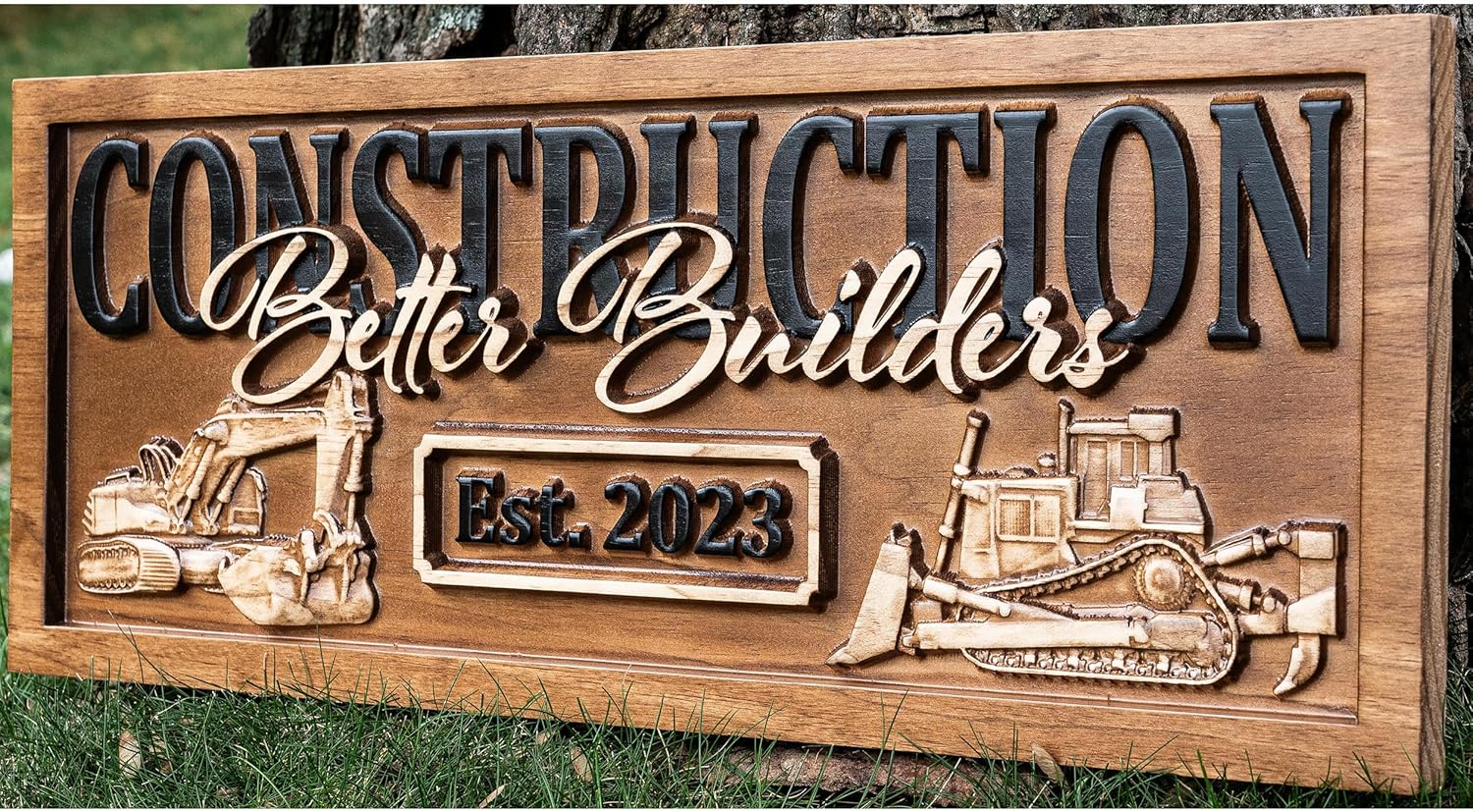 Custom Construction Worker Heavy Equipment Sign Established Wood Sign Home Builder Contractor Gift Birthday Fathers Day Gift for Dad Grandpa